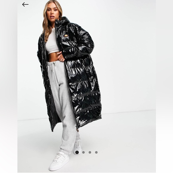 Ellesse Black Long Puffer Coat
